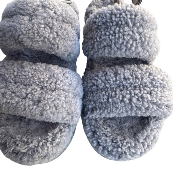 UGG Womens Fluff Yeah Slide Sandals Size 9 Sheepskin & Wool Gray - Picture 2 of 12